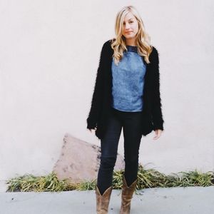 Anthropologie Black Fuzzy Cardigan